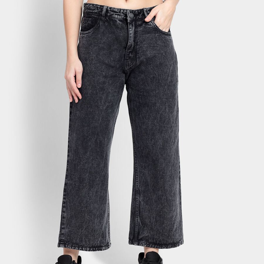 Ladies' 100% Cotton Jeans, Black, large image number null