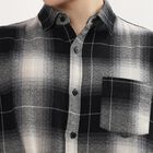 Men's Black and White Cotton Spread Collar Casual Shirt, Black, small