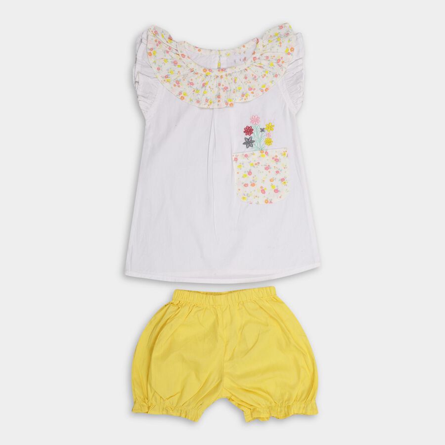 Infant Girls' 100% Cotton Short Set , पीला, large image number null