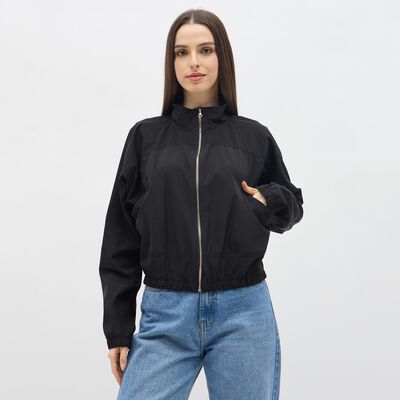 Women's Jet Black Zip Minimalist Jacket
