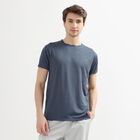 Men's Midnight Blue Crew Neck Slim Fit T-Shirt, Mid Blue, small image number null