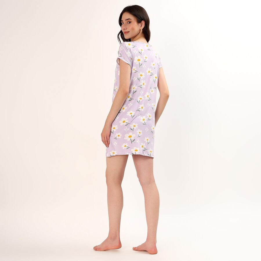 Women's Lilac V-Neck Romantic Nighty, Lilac, large