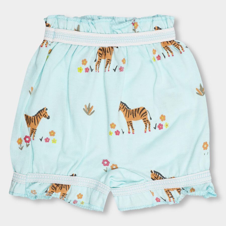 Infants' Light Aqua Regular Fit Printed Bloomer, Aqua, large image number null