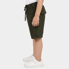 Boys Green Regular Fit Casual Bermuda Shorts, Dark Green, small