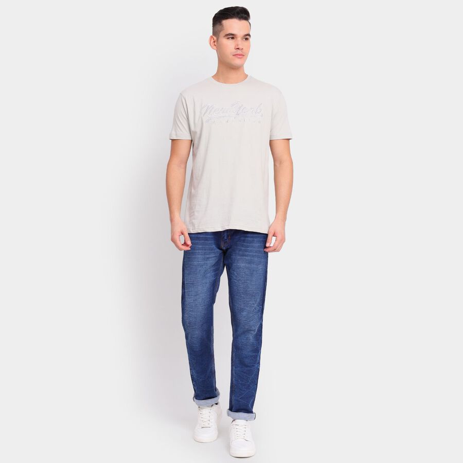 Men's 100% Cotton Round Neck Half Sleeves T-Shirt, Light Grey, large image number null