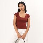 Women's Rust Round Neck Casual T-Shirt, Rust, small