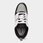 Men's Muted Charcoal Black and Light Grey Lace-Up Casual Shoes, Black, small