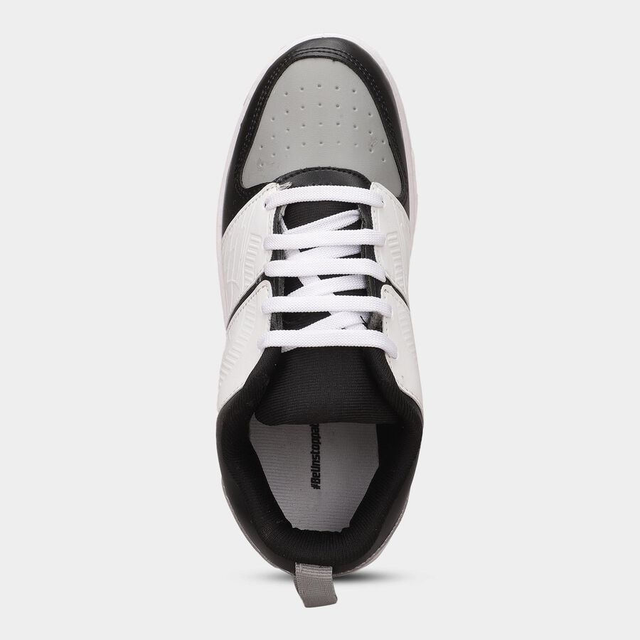 Men's Muted Charcoal Black and Light Grey Lace-Up Casual Shoes, Black, large