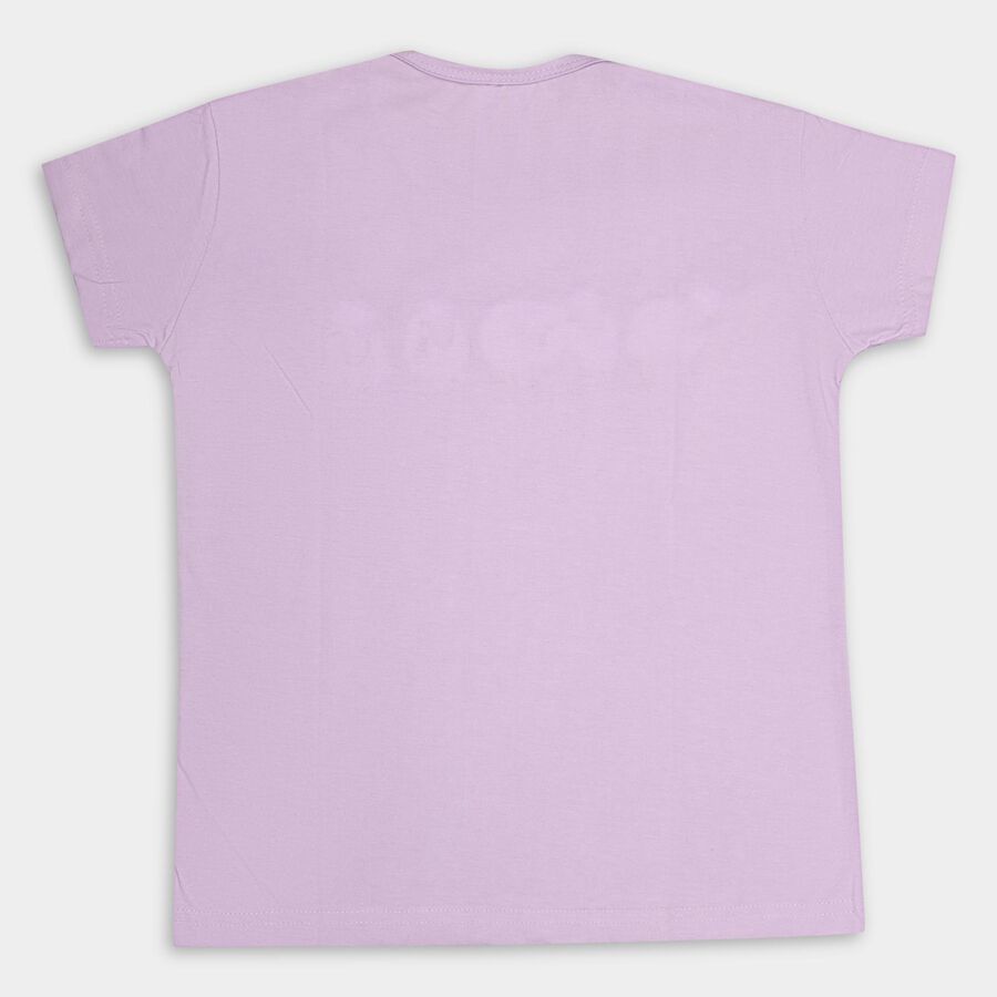 Girls' 100% Cotton T-Shirt, लाइलेक, large image number null