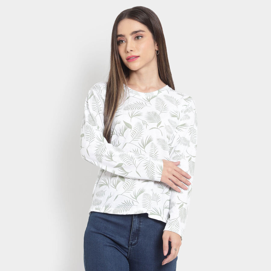 Cotton Printed Top, White, large image number null