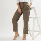 Women's Olive Green High-Rise Cigarette Trousers, Olive, small image number null