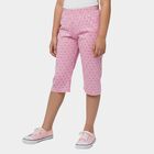 Girls' Light Pink Regular Fit Cotton Blend Capri, Light Pink, small