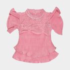 Girls Pink High Neck Romantic T-Shirt, गुलाबी, small