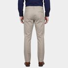 Men's Silver Slim Fit Flat-Front Casual Trousers, सिल्वर, small