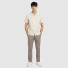 Men's Cream Short Sleeves Camp Collar Camp Collar Casual Shirt, ऑफ व्हाइट, small
