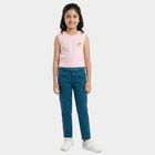 Girls Pink Round Neck Casual T-Shirt, Light Pink, small