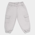 Girls' Light Gray Cargo Fit Elastic Waist Pants, हल्का ग्रे, small image number null