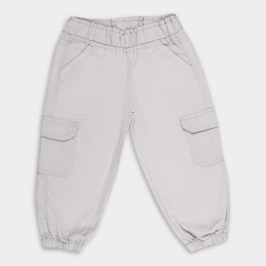 Girls' Light Gray Cargo Fit Elastic Waist Pants, हल्का ग्रे, large image number null
