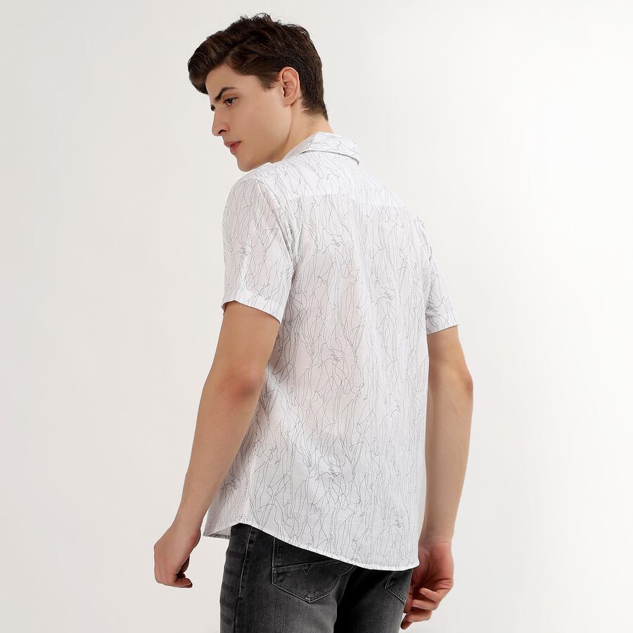 Men's Light Grey Cotton Half Sleeve Classic Casual Shirt, Light Grey, large