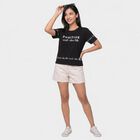 Women's Black Round Neck Regular T-Shirt, Black, small