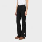 Women's Black Bootcut Fit Button Hem Jeans, Black, small