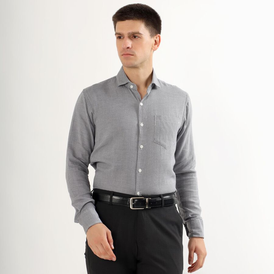 Men's Light Grey Cotton Classic Formal Shirt, हल्का ग्रे, large image number null