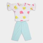 Girls' 100% Cotton Capri Set, सफ़ेद, small