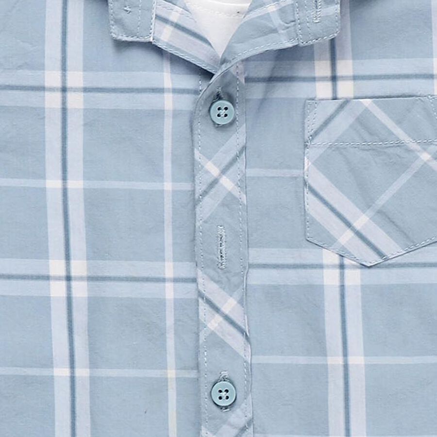 Infants Light Blue Cotton Half Sleeve Mandarin Casual Shirt, Light Blue, large