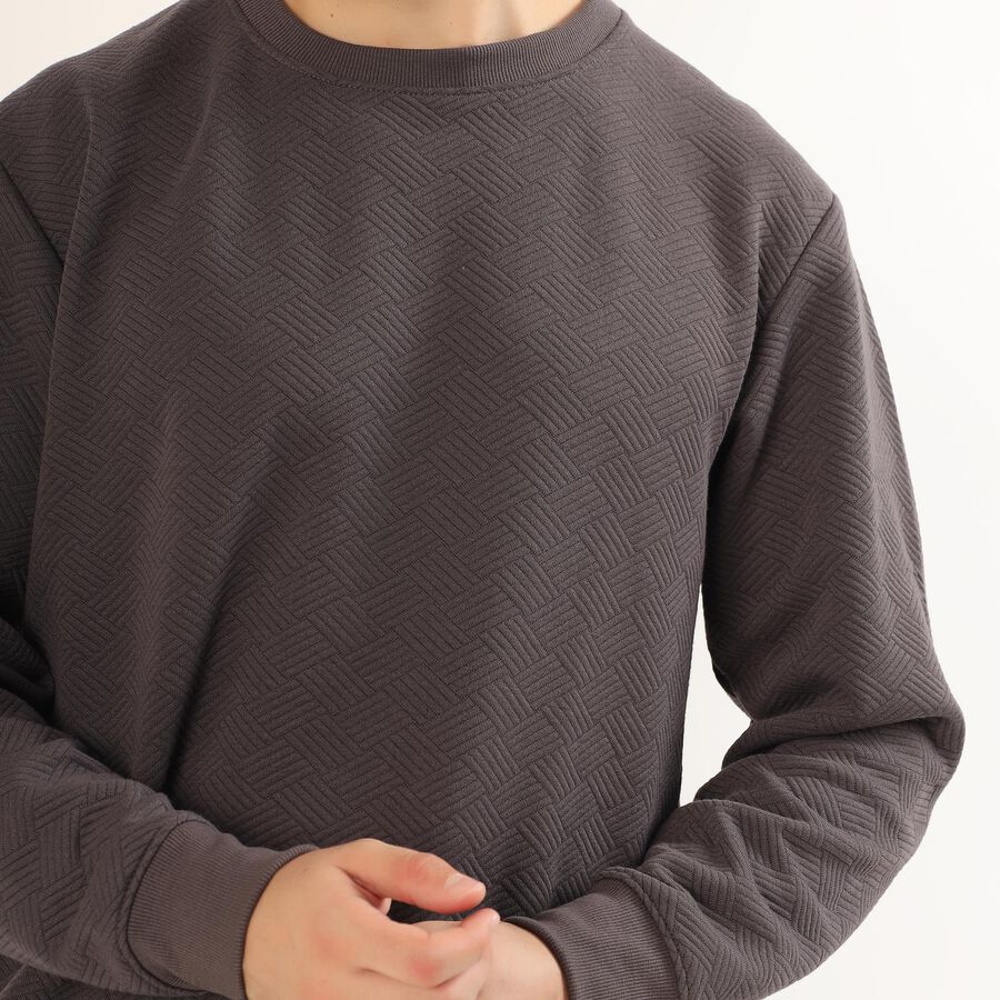Men's Dark Charcoal Crew Neck Casual Sweatshirt, Purple, large image number null