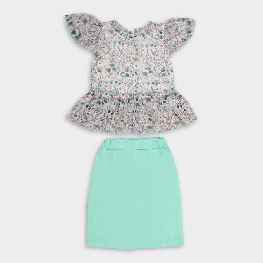 Girls' Top Skirt , हल्का हरा, large image number null