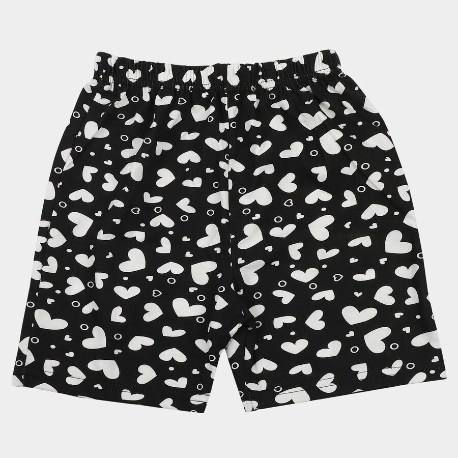 Girls' Black Regular Fit Casual Shorts, काला, large