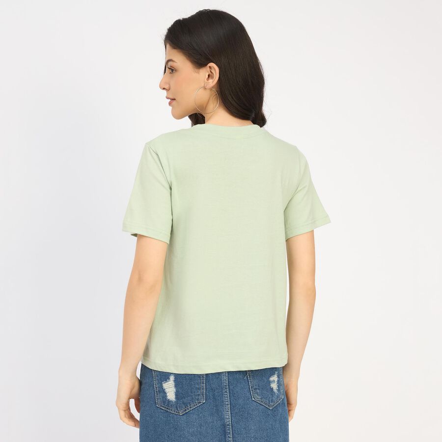 Ladies' 100% Cotton Round Neck T-Shirt, Light Green, large
