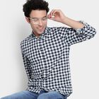 Cotton Checks Casual Shirt, Navy Blue, small image number null