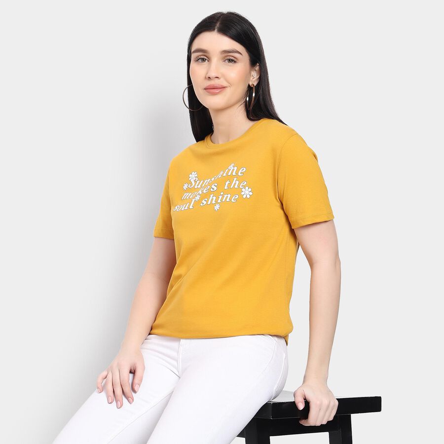 Ladies' Round Neck T-Shirt , मस्टर्ड, large image number null