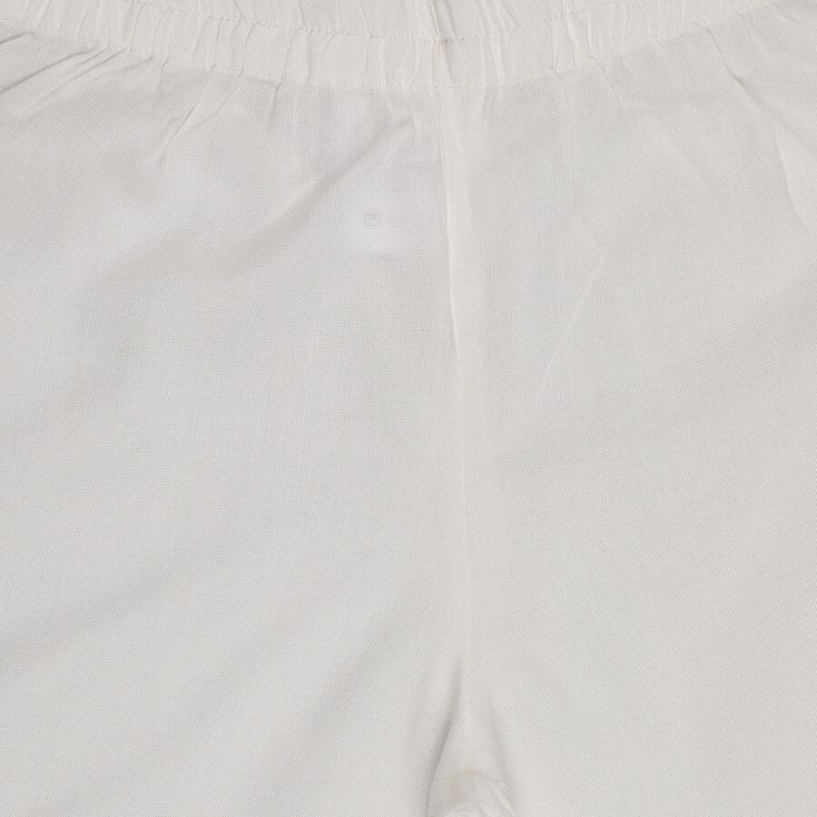 Girls' Bright White Cotton Embroidered Kurta and Pant Fusion Set, Light Blue, large image number null