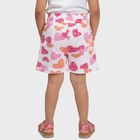 Girls' White Heart Print Elastic Waist Shorts, सफ़ेद, small
