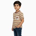 Boys Beige and Brown Crew Neck Casual T-Shirt, गहरा पीला, small