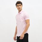 Men's Light Pink Slim Fit Half Sleeve Classic Casual Shirt, Pink, small image number null