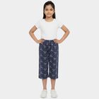 Girls' Navy Blue Regular Fit Solid Capri, Mid Blue, small