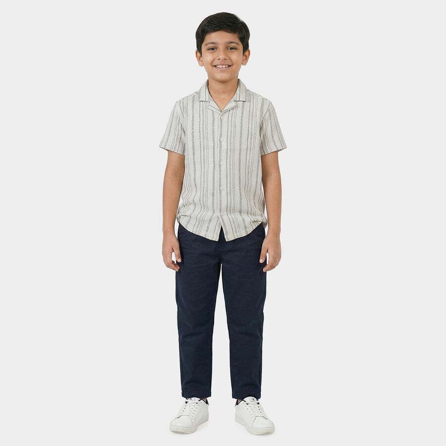 Boys Off-White Cotton Classic Casual Shirt, ऑफ व्हाइट, large