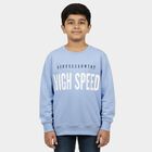 Boys Light Blue Crew Neck Graphic Sweatshirt, मध्यम नीला, small image number null