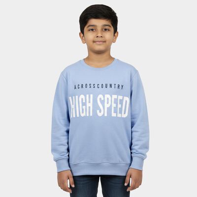 Boys Light Blue Crew Neck Graphic Sweatshirt
