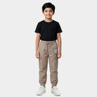 Boys' Beige Cotton Regular Fit Trousers, गहरा पीला, small