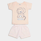 Infants Cotton Boat Neck Baba Suit, Peach, small image number null