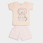 Infants Cotton Boat Neck Baba Suit, Peach, small image number null
