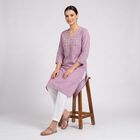 Women's Lilac V-Neck Embroidered Kurta, Lilac, small