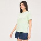 Women's Mint Green Round Neck Casual T-Shirt, Light Green, small