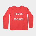 Girls' Coral Round Neck Regular Top, Coral, small