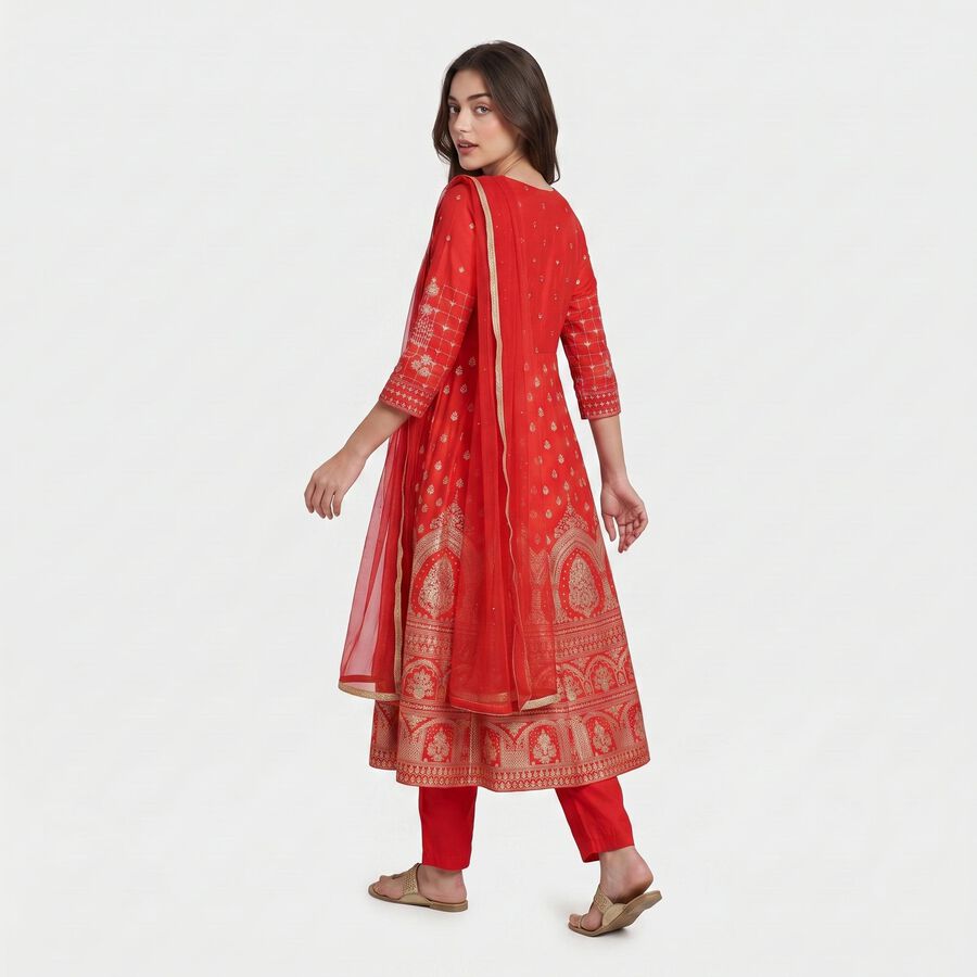 Women's Red Floral Printed Ethnic Set, Red, large