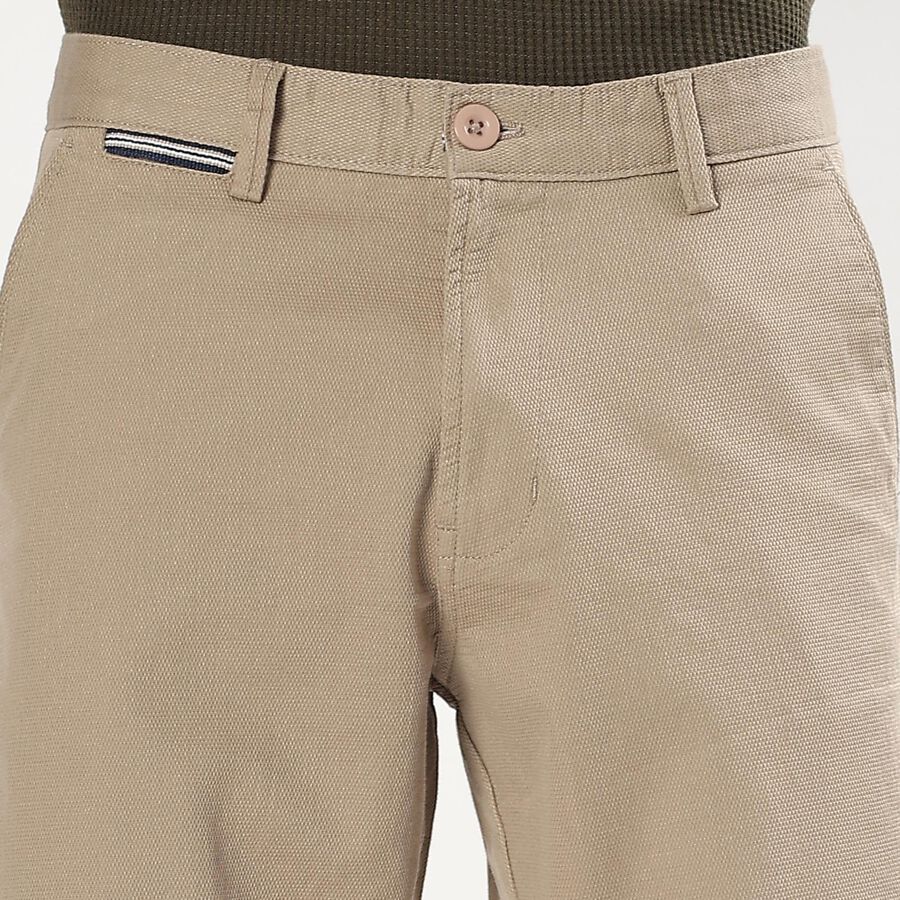Men's Muted Beige Slim Fit Cross Pocket Casual Trousers, गहरा पीला, large image number null